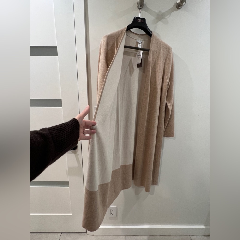 NEW J. Jill Reversible Color-Block Long Cardi in Almond Heather/Barley. LP. - Picture 3 of 8
